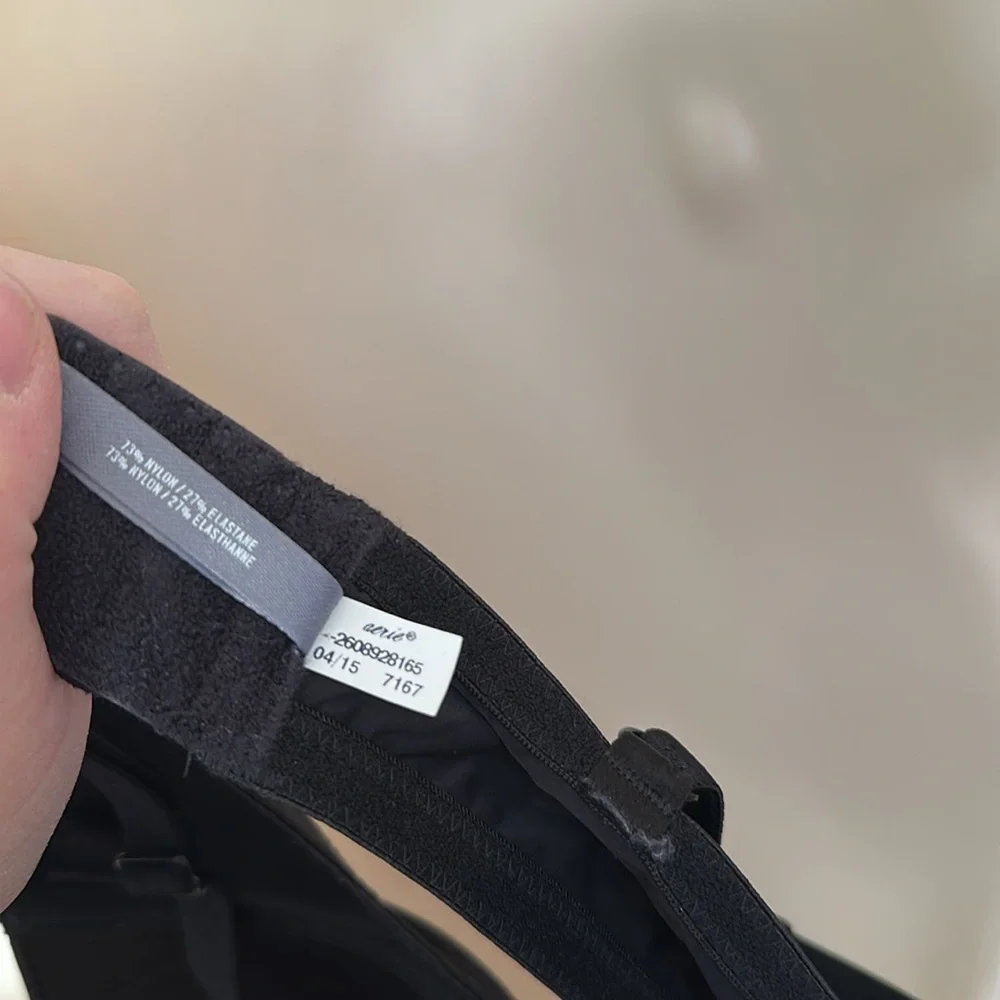 Aerie Wonens Black Bra with White Buttons Size 34D